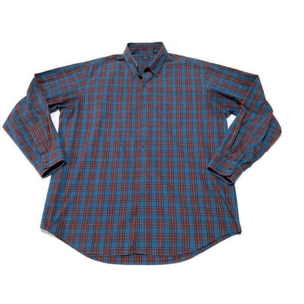Men’s XL shirt Arrow Button Down Plaid Long Sleeves Collared‎ Multicolored Soft